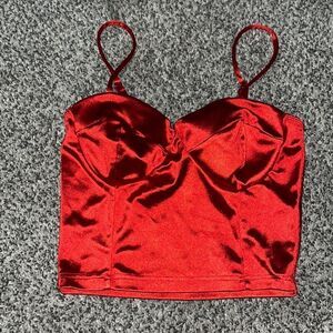 Liz & Sara - Red Satin - Camisole - Lightly Padded - S